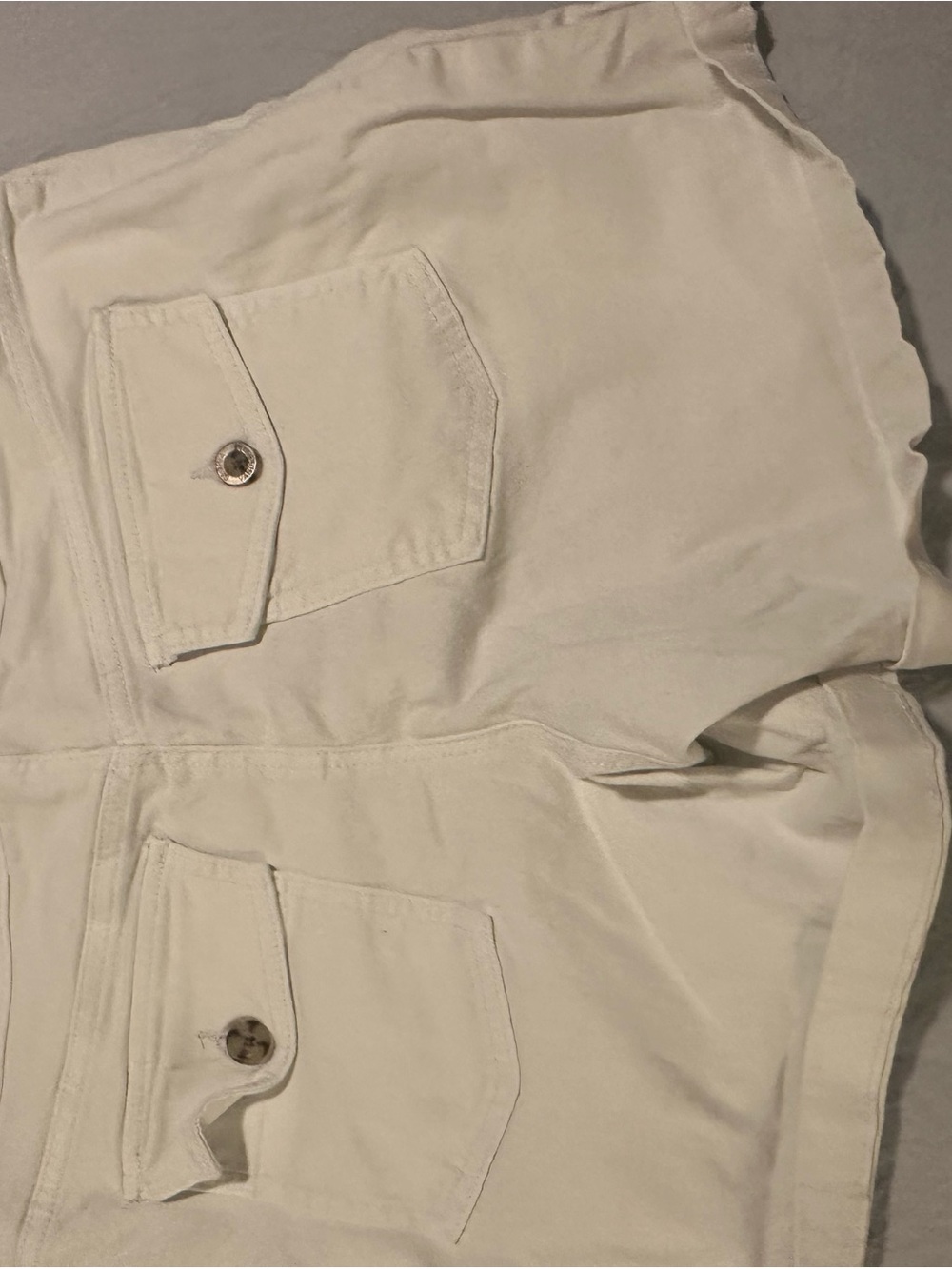 Gloria Vanderbilt Cream Button-Flap High Waist Shorts